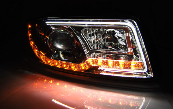 Přední světla LED TubeLights AUDI A4 B6 00-04 chrom