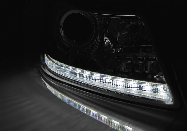 Přední světla s LED Škoda Octavia II 09-12 chrom