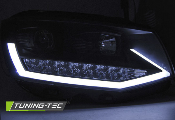 Přední světla TubeLights s LED denními světly VW T6 černá