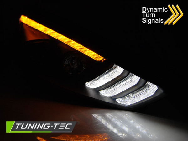 Přední světla s LED denním světlem, SEQ blinkrem, Ford Focus MK3 15-18 černá