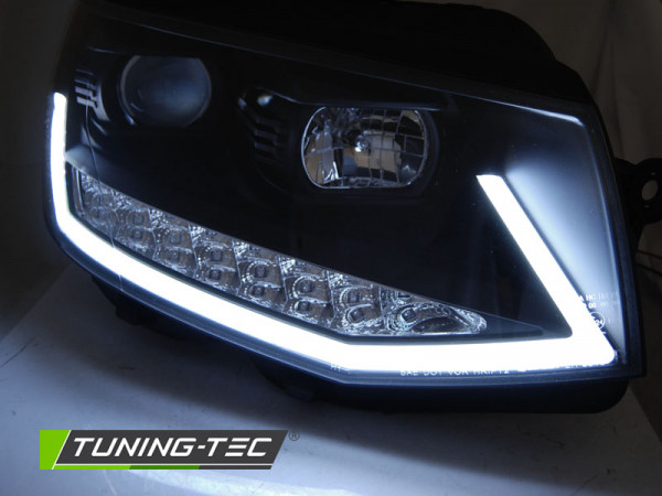 Přední světla TubeLights s LED denními světly, LED dynamický blinkr - VW T6 černá