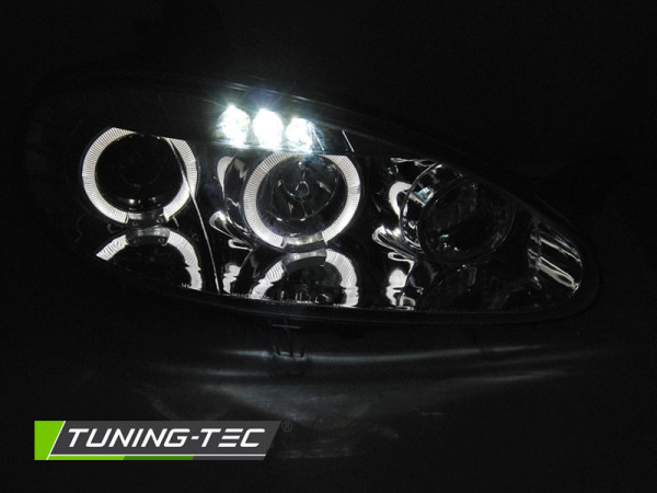 Přední světla LED, angel eyes, Mazda MX5 01-05 chromová
