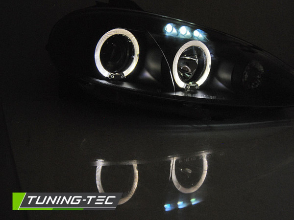 Přední světla LED, angel eyes, Mazda MX5 01-05 černá