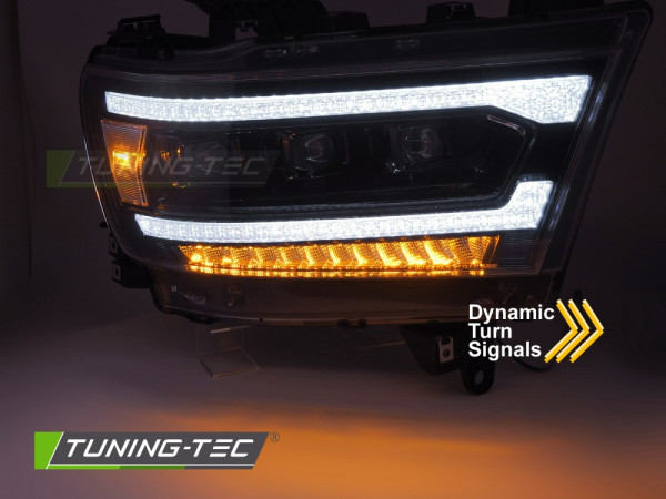 Přední světla s LED dynamickým blinkrem, LED denní světla pro DODGE RAM 1500  2019-2022 černá