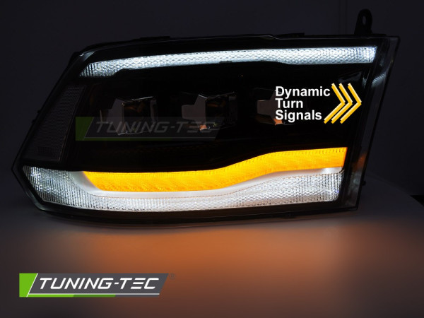 Přední světla s LED dynamickým blinkrem, LED denní světla pro DODGE RAM 1500 2009-2018 černá