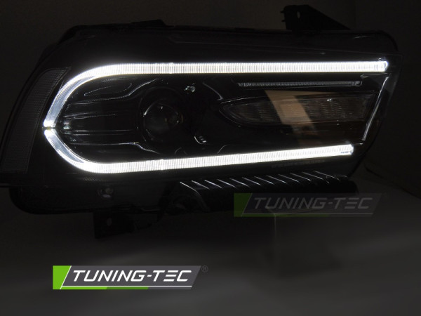 Přední světla, LED dynamický blinkr, LED denní světla pro DODGE CHARGER LX II 2011-2015  černá