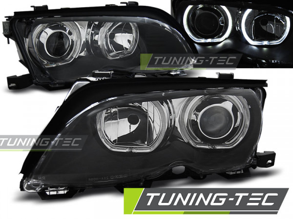 Přední světla LED Angel Eyes BMW 3 E46 sed/tour 01-05 černá