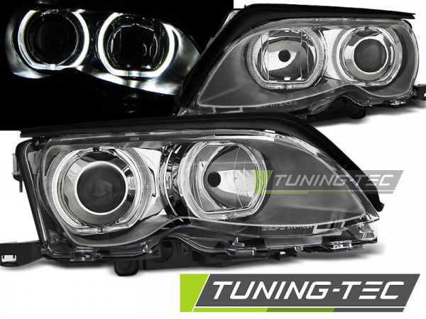 Přední světla LED Angel Eyes BMW 3 E46 sed/tour 01-05 chrom