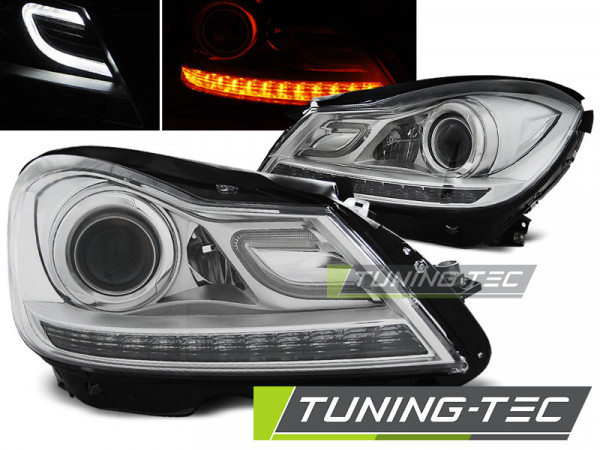 Přední světla LED TubeLights Mercedes-Benz C W204 11-14 chrom